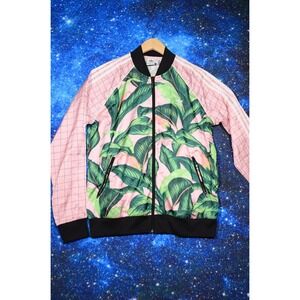 Adidas Originals Track Jacket Womens Large Pink Green SST Farm Rio Tropical